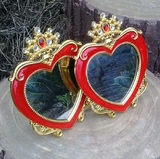 现代婚庆用品结婚镜子一对  红色创意爱心皇冠新娘化妆镜子