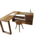 简约现代橡木纯实木转角电脑桌北欧宜家台式写字桌日式家用办公桌