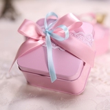 长方形马口铁费列罗喜糖盒创意6粒含糖韩版蕾丝粉色婚礼喜糖成品