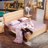 1.5米现代中式全实木床婚床 1.8m双人床储物高箱大床家具榉木