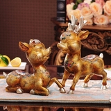 欧式动物情侣小鹿摆件 客厅玄关书房新房装饰品高档创意结婚礼物