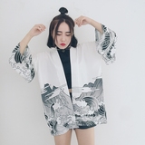 夏季韩版女装日系原宿和风复古宽松显瘦长袖开衫防晒衣和服薄外套