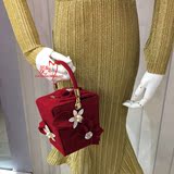 珍珠水钻包小方包羊毛呢子手拎包宴会包2016新款珍珠花朵手提包女