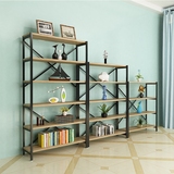 简易书架置物架简易客厅创意隔板简约现代钢木书架组合展示架书柜
