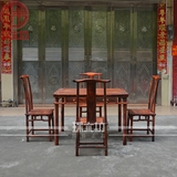老挝大红酸枝长方形餐桌五件套 交趾黄檀靓纹好料定做餐厅家具
