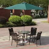 户外家具星巴克咖啡甜品奶茶休闲室外编藤圆桌伞桌椅组合带太阳伞