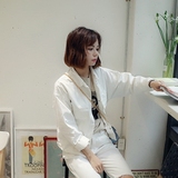 [hellojj] 韩版春装简约宽松白色工装长袖短外套夹克女
