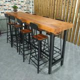 美式LOFT铁艺实木餐桌星巴克咖啡厅桌椅组合酒吧桌复古吧台桌长桌