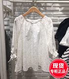 纤百家好2016夏新款韩版显瘦上衣夏装女式镂空白色衬衫HQBL321N