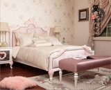 欧式全实木雕花儿童床美式女孩公主床粉红色儿童房家具1.5单人床