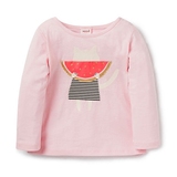 澳洲专柜代购 Seed 100%纯棉粉色猫咪吃西瓜图案长袖T恤 女婴童