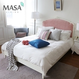简约现代美式粉红色双人床软包设计师小户型卧室家具雕花欧式定制