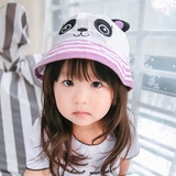 外**单可爱卡通熊猫造型儿童遮阳帽宝宝渔夫帽春夏帽子纯棉宝宝帽