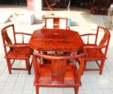 越南红木家具 大果紫檀缅甸花梨实木八角四方功夫茶桌 茶台五件套
