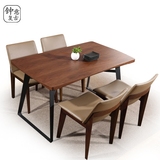 北欧简约时尚实木复古餐桌椅组合铁艺长方形桌餐厅桌椅书桌电脑桌
