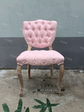 工厂直销现货美式乡村实木橡木餐椅粉色布艺梳妆椅化妆椅书椅实拍