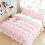 纯棉粉色公主风床上四件套全棉床单1.5m床裙韩式韩版被套双人1.8
