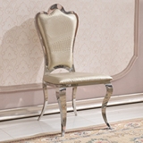 欧式后现代简约真皮餐椅时尚时尚鳄鱼纹餐厅椅新古典不锈钢餐桌椅