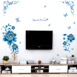 墙贴纸客厅卧室沙发电视背景墙温馨特大自粘防水贴画植物花卉菊花
