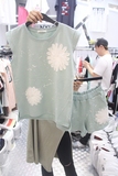 韩国东大门2016夏季新款韩版立体花朵无袖上衣短裤两件套女套装潮