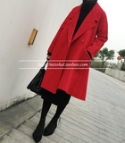 ◆ASM2015A/W◆特别推荐 立体A型大弧摆 新年红双面羊毛手工大衣