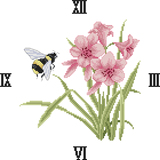 十字绣彩色重绘图纸*钟面*兰花和蜜蜂*源文件