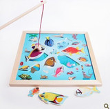 木制磁性钓鱼玩具 钓鱼拼板/拼图 儿童益智玩具 亲子游戏