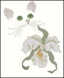 十字绣 重绘图纸白猫与兰花软件 格式源文件