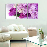 丁香 高档紫花装饰画 沙发背景墙壁画 无框画 客厅/卧室三联画