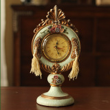 欧式宫庭复古做旧树脂玫瑰浮雕座钟台钟 钟表家居装饰品 客厅摆设