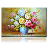 手绘客厅现代油画抽象花瓶玄关装饰画壁画餐厅挂画风景花卉 横版
