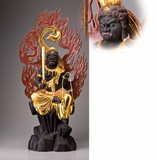 黑金仿古佛像-不动明王100cm 樟木木雕佛像 日本神像 大师工艺