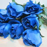 特价 仿真花蓝色妖姬单枝玫瑰 单朵绢花假花装饰花蓝玫瑰花批发