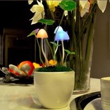 创意阿凡达蘑菇LED小夜灯七彩节能光控陶瓷树脂 夜景灯生日礼物