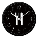简约黑白刀叉超静音挂钟表客厅餐厅欧式个性创意艺术现代石英时钟