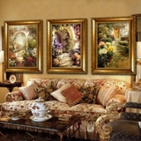 欧式油画手绘有框风景壁画客厅装饰画餐厅挂画卧室玄关单幅/81384