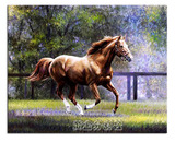 黄金分割社 大芬村纯手绘油画 动物装饰画 奔腾的骏马70x90cm