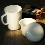 唐山隆达骨瓷茶杯 带盖带茶隔茶漏 纯白马克杯 杯子 水杯 盖杯