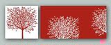 宜家手绘油画客厅时尚装饰画简约无框画挂画二联抽象红发财树2L37