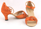 圣芭莎拉丁舞舞鞋女款橘红色缎面成人中跟高跟舞蹈鞋跳舞鞋子特价