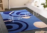 手工客厅茶几卧室时尚简约欧美大地毯 蓝色 ditan 地中海风格地垫
