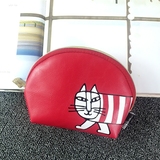 日单 Lisa 可爱猫咪 红色化妆包 收纳包 整理袋