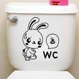 创意马桶贴墙贴纸卫生间浴室马桶盖贴画小兔子玻璃门自粘防水标语