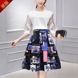 2016夏季新款韩版中长款A字裙时尚套装裙子显瘦两件套连衣裙女装