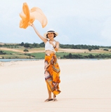 复古尼民族风开叉高腰显瘦不规则系带海边旅行拍照沙滩半身裙长裙