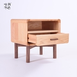 日式北欧床边储物斗柜现代简约床头柜创意全实木黑胡桃橡木边柜