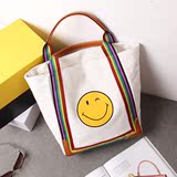 帆布包女单肩韩国笑脸印花手提包2016新款简约大包包托特包购物袋