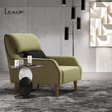 领昂家居北欧现代单人沙发椅  宜家设计师定制休闲椅 实木卧室椅