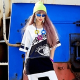 韩国原创设计超酷女装白眼睛五分袖短袖T恤特价包邮春夏上衣批发