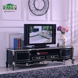 皮沙罗 新古典电视柜 欧式茶几电视柜套装组合 橡木地柜 黑色2米